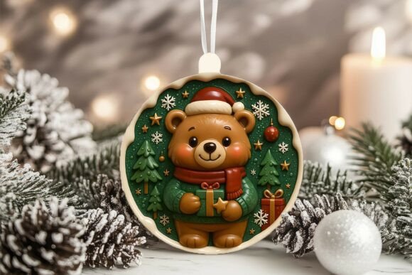 3D Porcelain Bear Christmas Ornament: A Designer’s Review for Illustrations and Branding