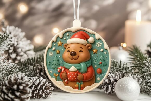 3D Porcelain Capybara Christmas Ornament