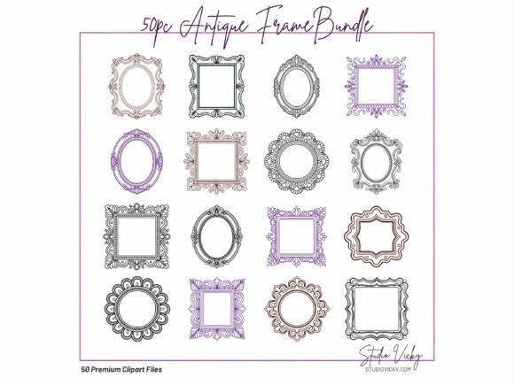 50 Vintage Frame Illustrations SVG PNG