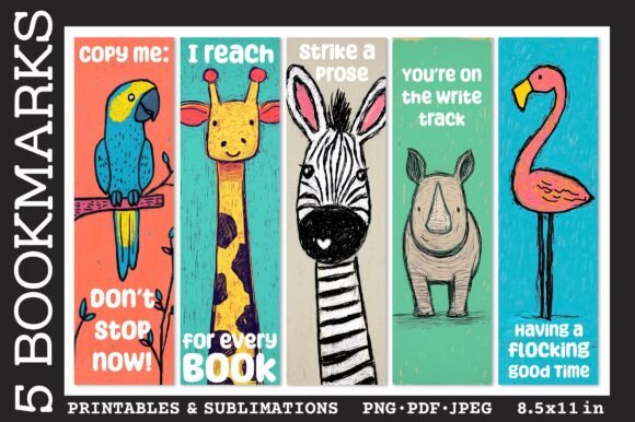 Animal-Themed Reading Quotes Bookmarks for Creative Designers