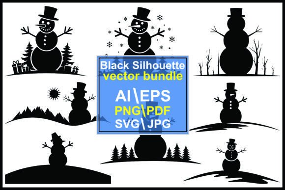 Black Snowman with Winter Elements: A Versatile Illustration for Seasonal Branding
