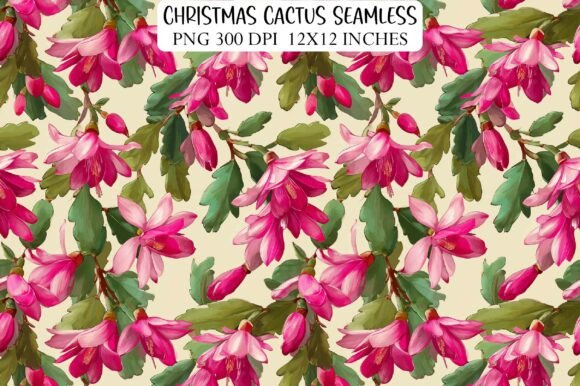 Christmas Cactus Seamless Patterns: A Festive Graphic Design Asset