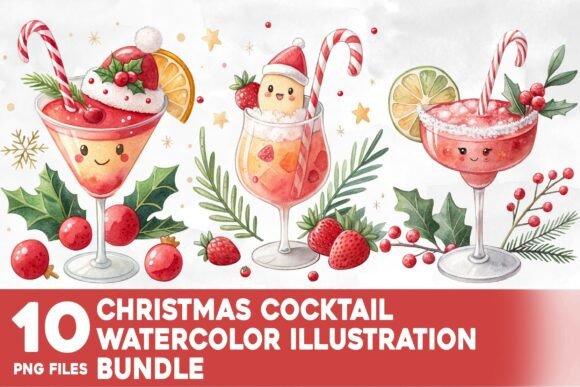 Christmas Cocktail Watercolor Bundle Review for Illustrations