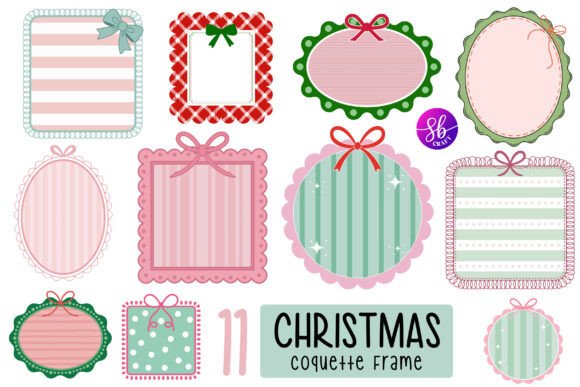 Christmas Coquette Frame Svg Png Bundle for Crafts Projects