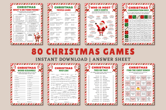 Christmas Games Bundle PDFs: A Festive Graphic Design Asset for Print Templates