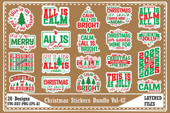 Christmas Stickers Bundle Vol-42: A Festive Graphic Design Asset for Crafts & Branding