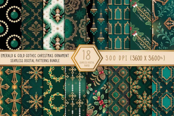 Emerald Gold Gothic Christmas Patterns for Polished Content Publishing