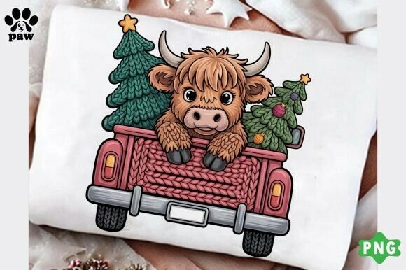 Faux Yarn Highland Cow Christmas PNG: A Brand Designer’s Review for Illustrations