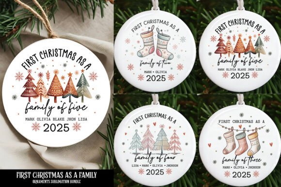 First Family Christmas Ornaments Bundle for Crafts & Branding
