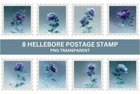 Hellebore Floral Postage Stamp PNG: A Designer’s Perspective