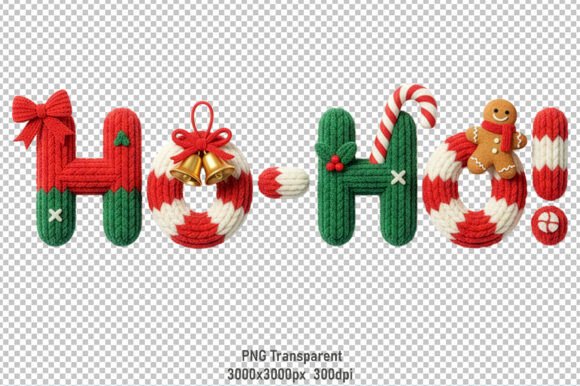 Knitted Christmas Text Ho-Ho: Seasonal Illustrations for Blog Design