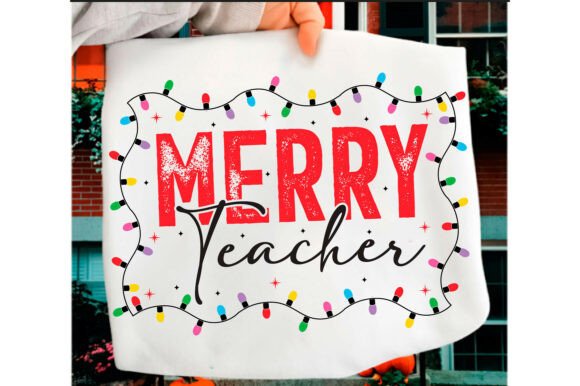 Merry Teacher PNG & SVG: Festive Graphic Design for T-Shirt Creations