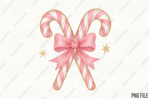 Pink Christmas Candy Cane PNG Review for Illustrations
