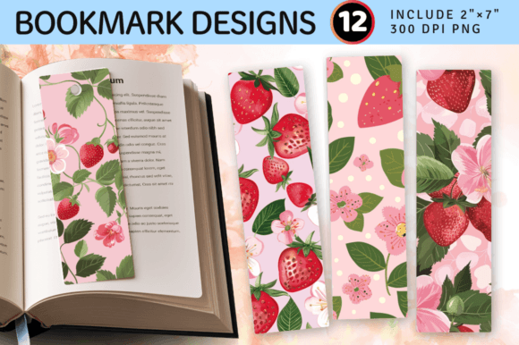 Pink Strawberry Flowers PNG Bookmark Des Review