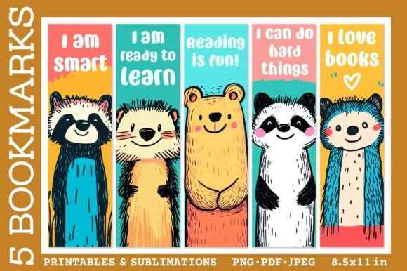 Reading Quote Bookmarks Animal Illustrations for Creative Projects