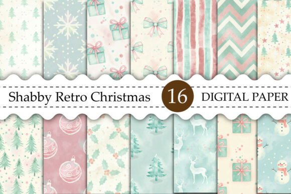 Shabby Retro Christmas Digital Paper: A Versatile Pattern for Creative Branding