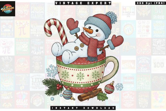 Snowman in Christmas Mug Clipart PNG: A Designer’s Review for Illustrations