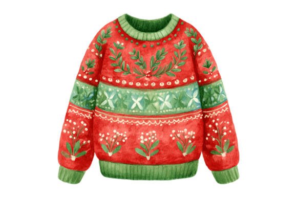 Ugly Christmas Botanical Sweater PNG