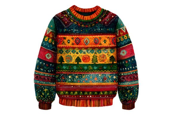 Ugly Christmas Sweater Watercolor PNG for Illustrations