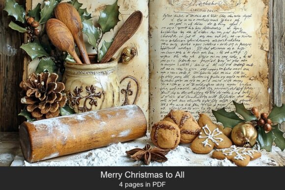 Vintage Christmas Kitchen Pages for Crafts and Branding