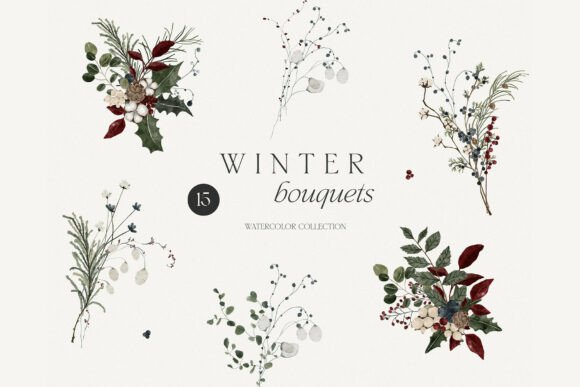 Watercolor Floral Bouquet Clipart for Illustrations