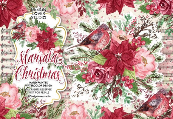 Watercolor Marsala Christmas Design