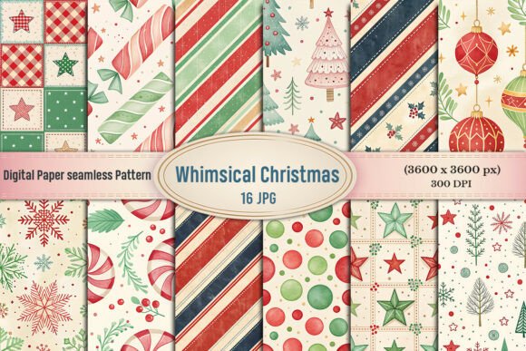 Whimsical Christmas Digital Paper Bundle Review