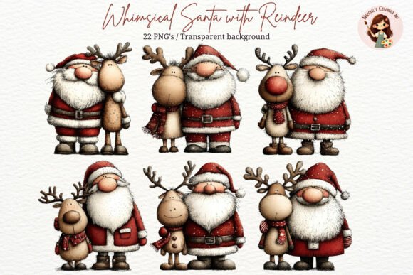 Whimsical Santa Claus with Reindeer PNG Review